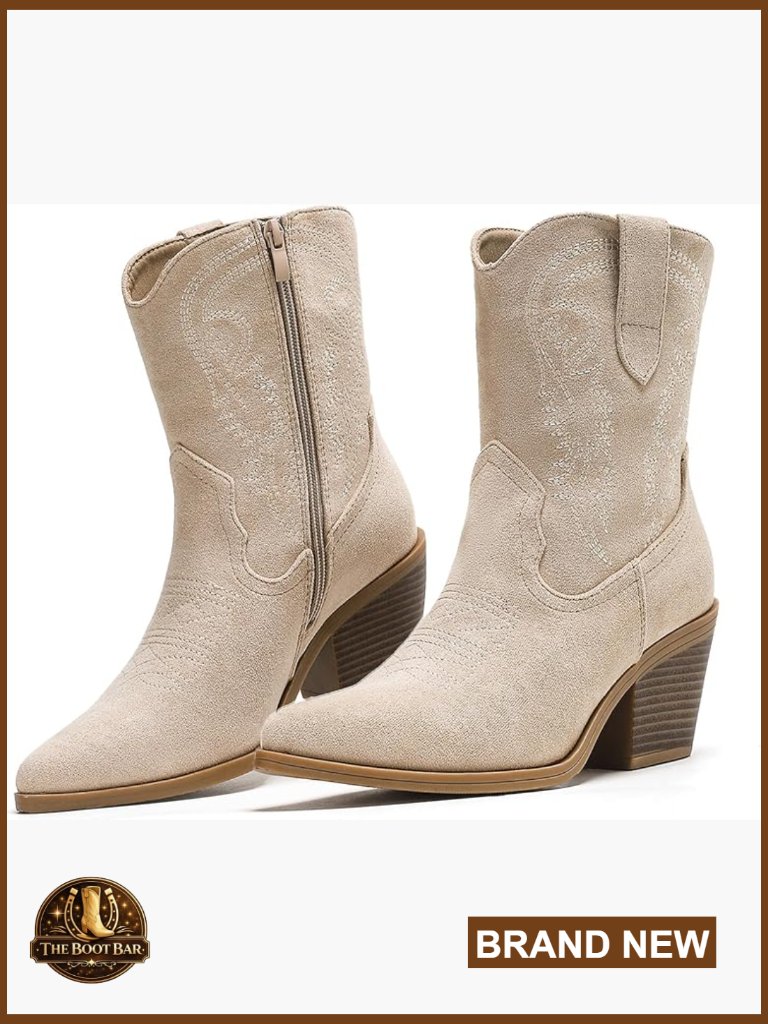 Cowboy Ankle Boots, Western Booties With Pointed Toe & Embroidery